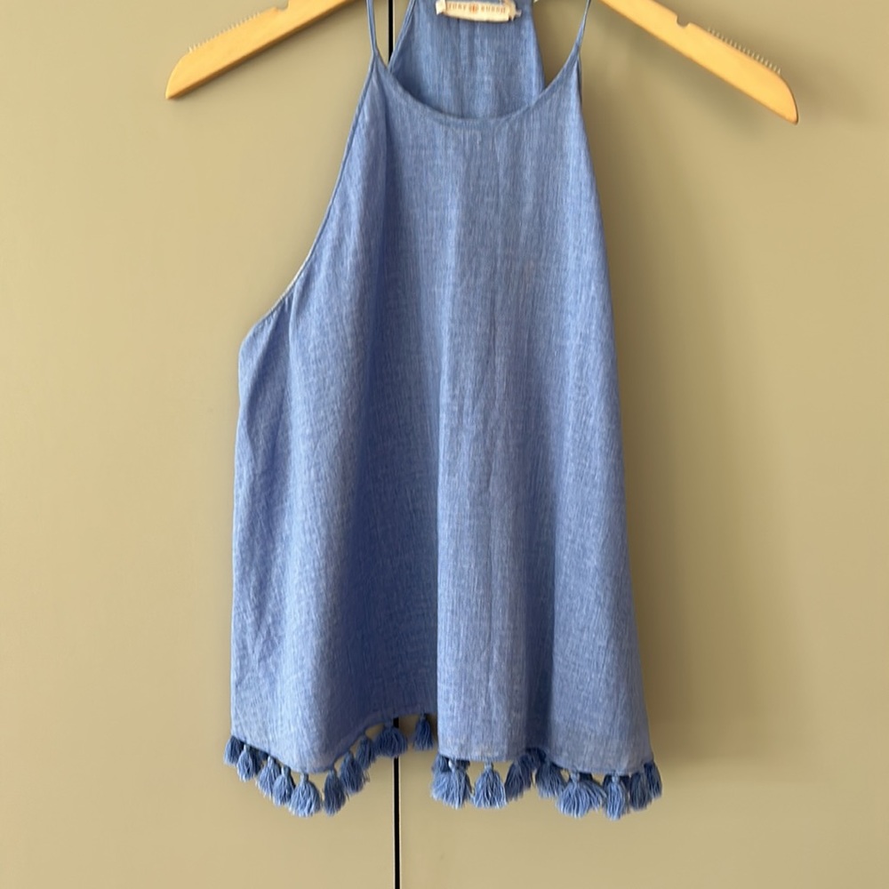 Tory Burch blue cotton halter top size 4 or small